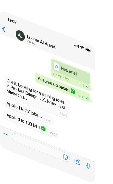 Lucres AI Agent chat preview